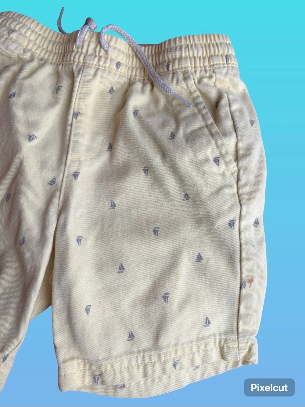 Old Navy Cream & Pink Palm-Print Pull-On Shorts
